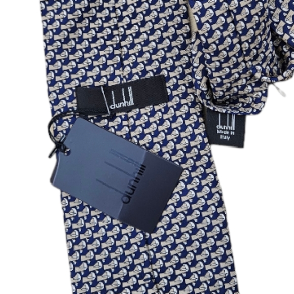 🆕DUNHILL Blue Art Silk LUXURY Tie ITALY - Picture 2 of 3